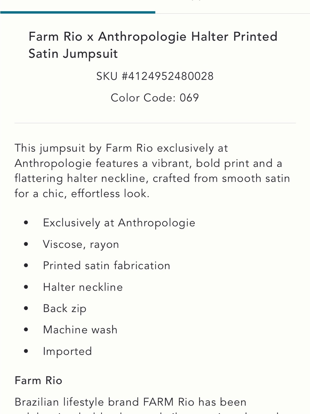 Farm Rio Wide-Leg Halter Jumpsuit in Multicolor Abstract Print - Picture 5 of 5